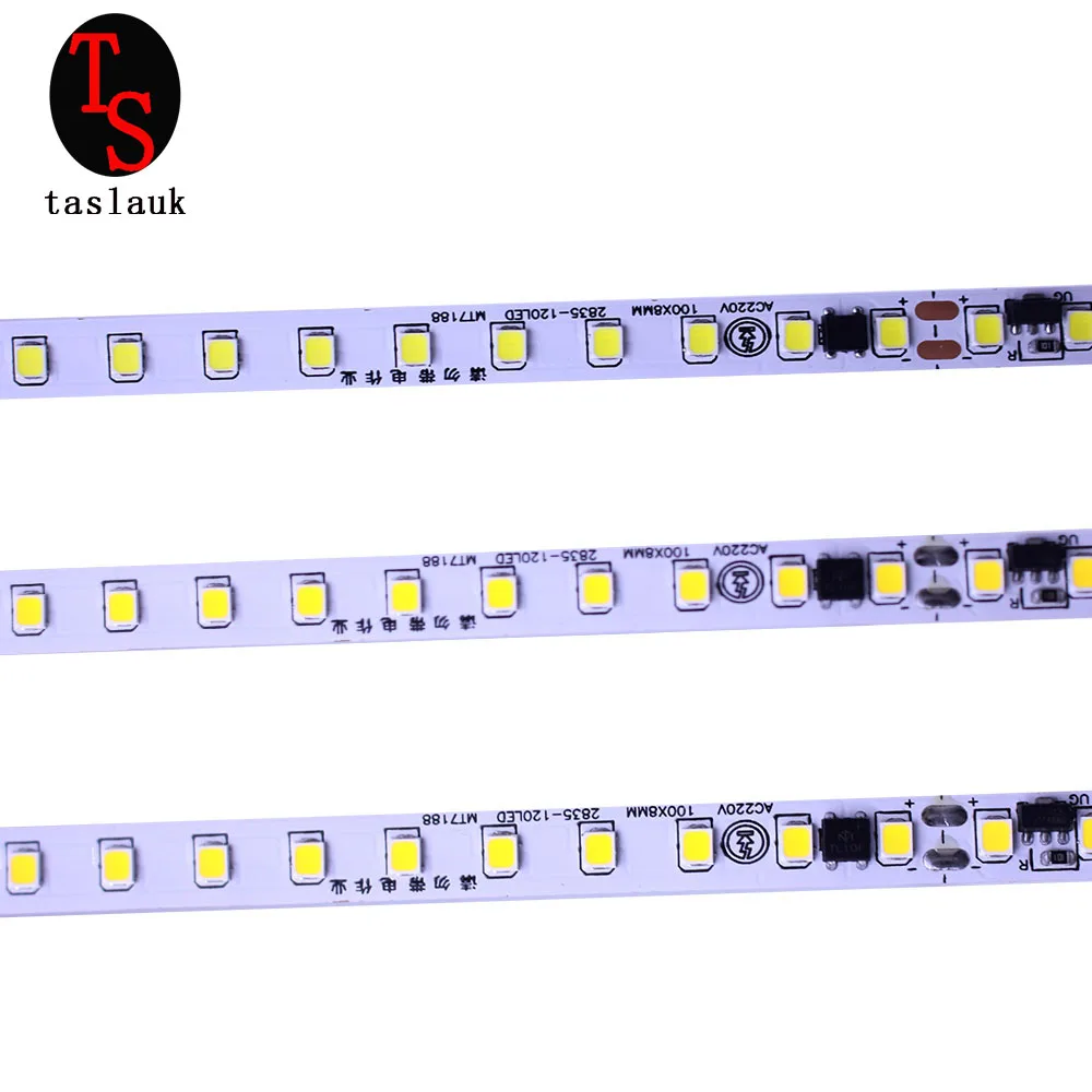 

220V 1M 5M 10M With IC IP20 not waterproof 2835 Led Strip Light 120LEDs Decoration White / Warm White / Natural White 8mm Width
