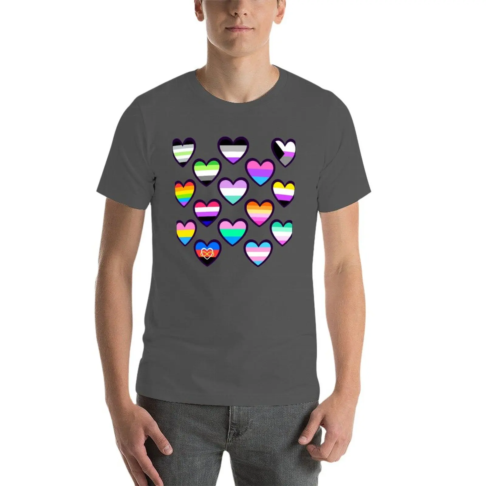 تي شيرت رجالي من Pride Hearts تي شيرت قطن 100% تي شيرت أنيمي للرجال تي شيرت رجالي