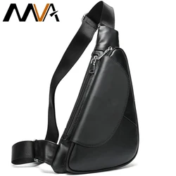 MVA Engraved Male Shoulder Bags Vintage Cross Body Bag Men Sling Fashion Genuine Leather Chest Waist Pack Bag Men Messenger  696