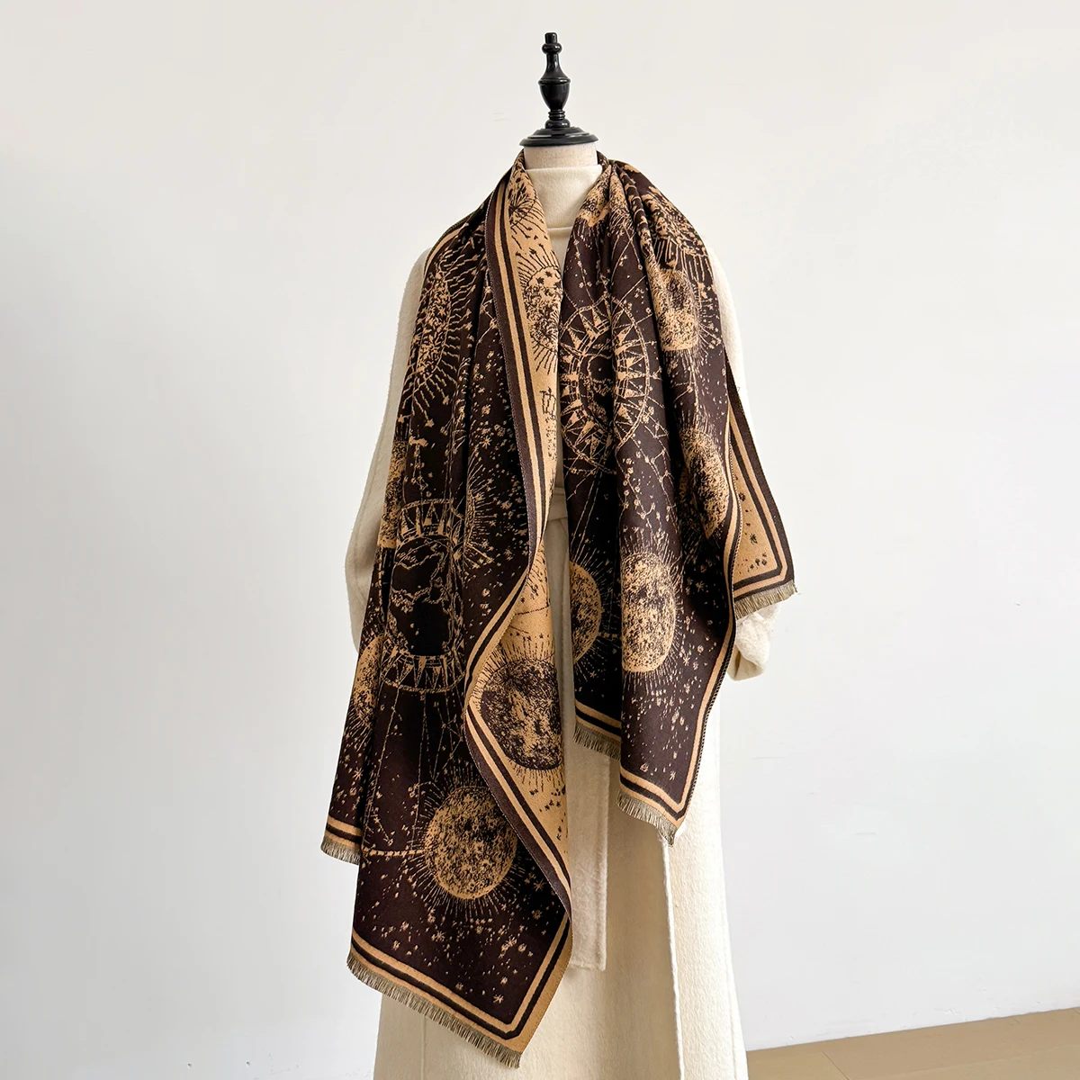 Elegante Damen-Jacquard-Pashmina-Kaschmirschals für den Winter, dicker, warmer, zweiseitiger Schal, kältebeständiger und winddichter Deckenschal – Detail 12