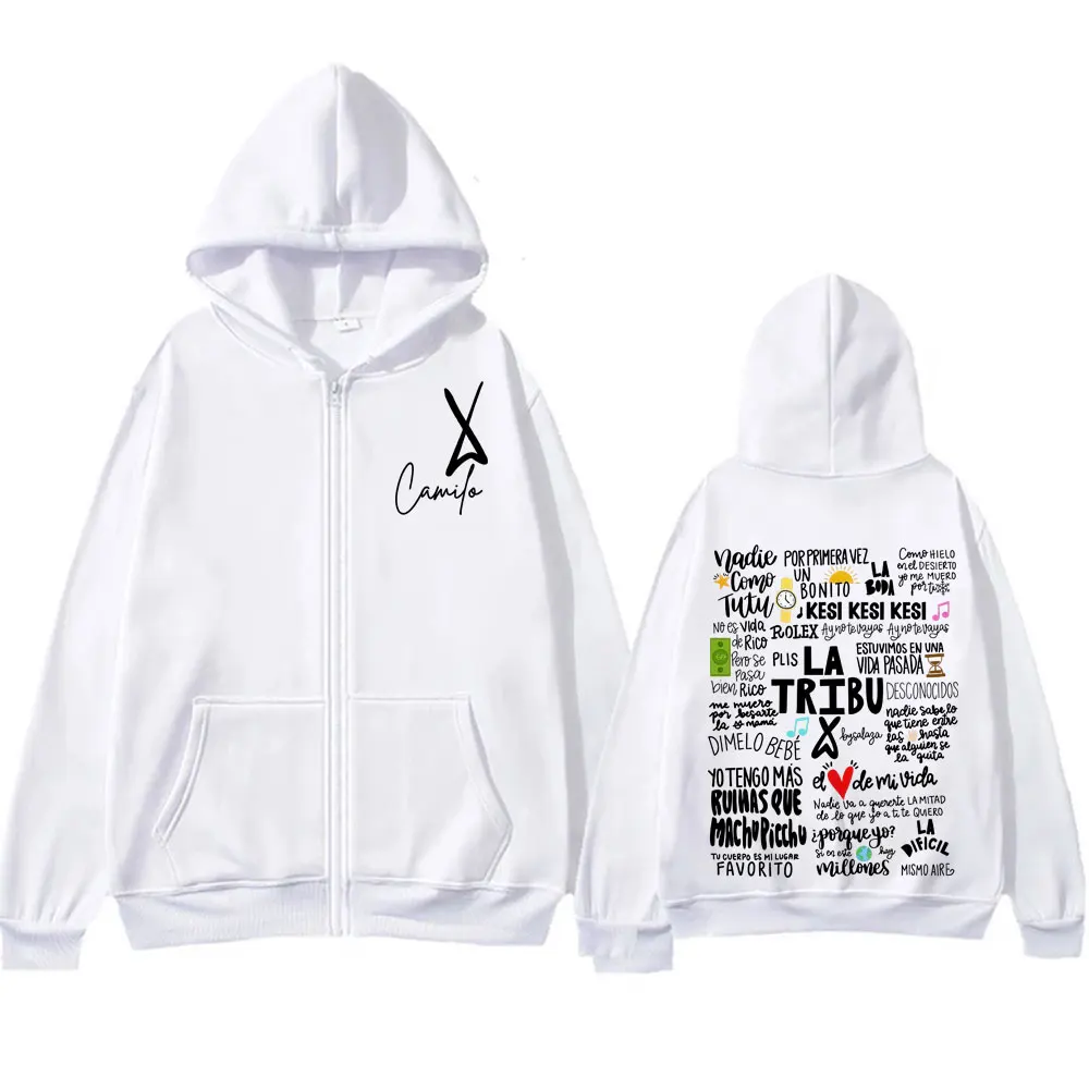 Camilo Por Primera Vez Printed Zip Up Hoodies Fashion Vintage Zipper Sweatshirt Tops Men's Women Long Sleeve Oversized Pullovers