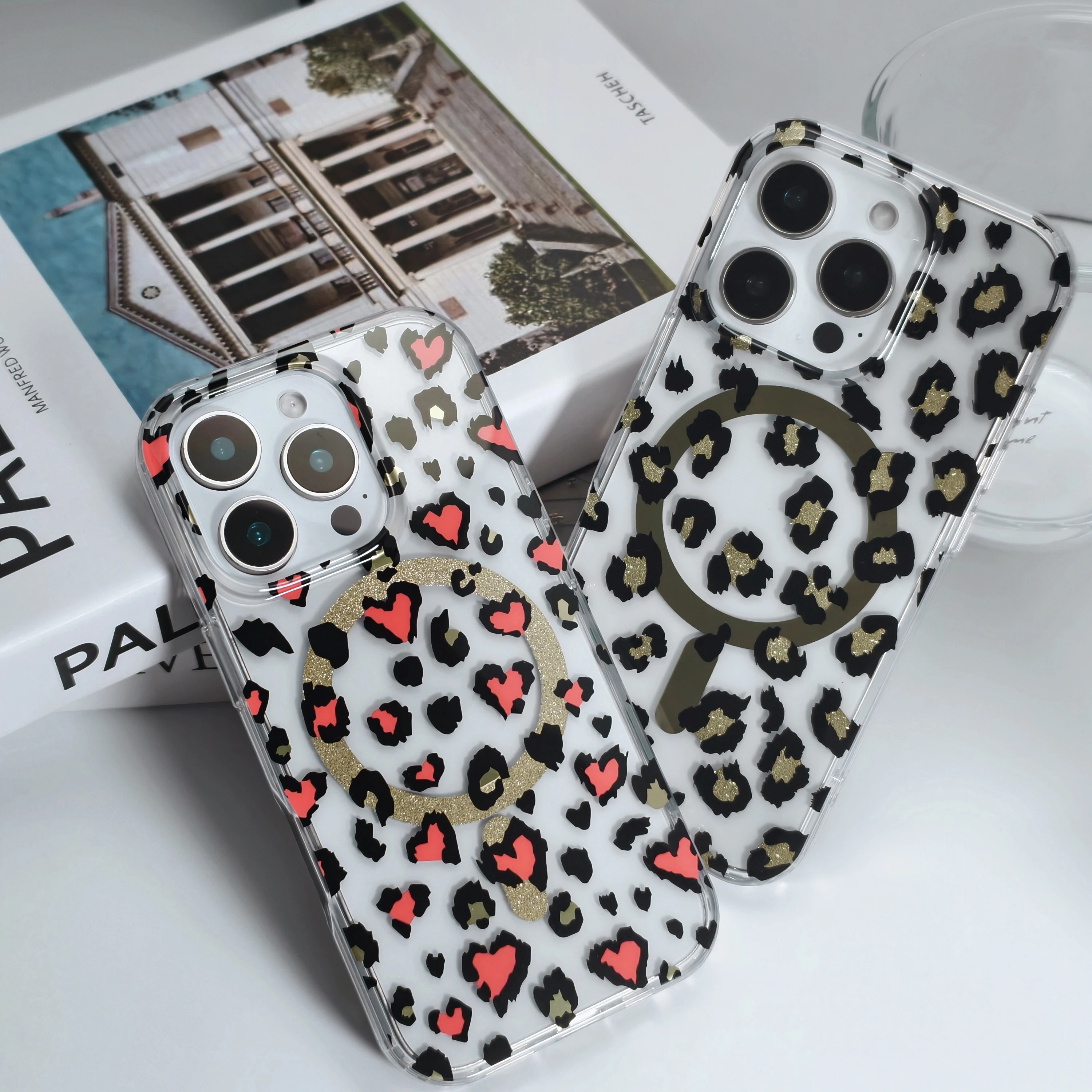 El estampado de leopardo sexy de lujo es adecuado para la funda protectora magnética iphone 17 pro max 17 Air resistente al agua y a prueba de golpes. pc+tpu