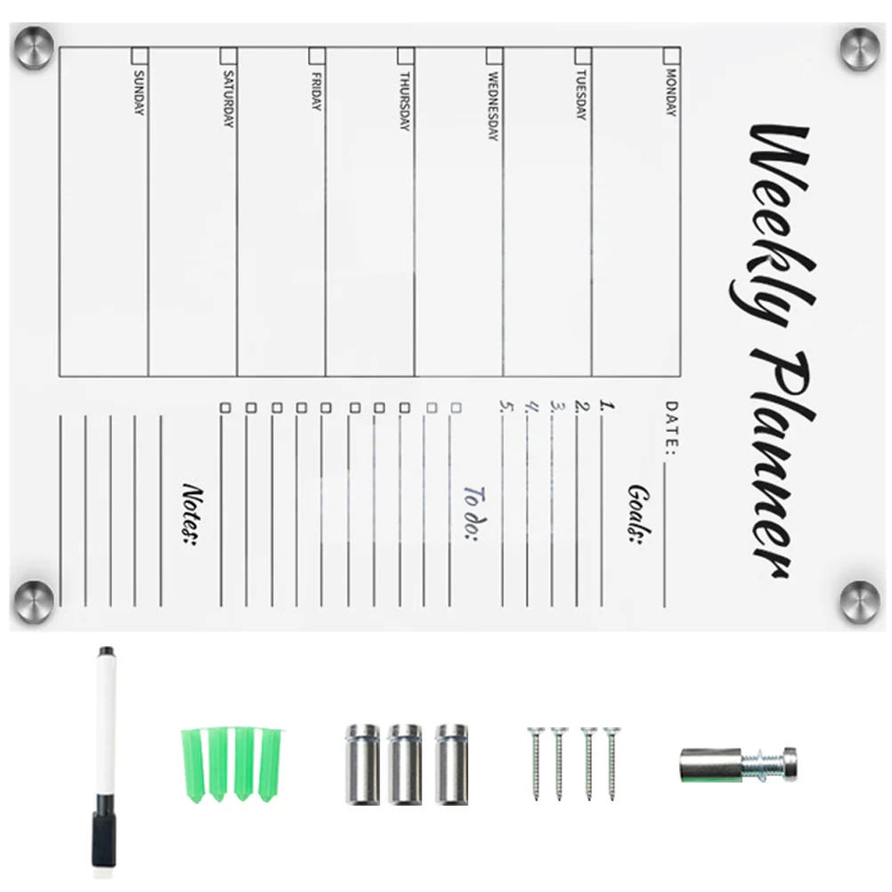 1 Set Multifunctional Weekly Plan Memo Reusable Acrylic Message Board For Home Office School Wedding Decorative Display Writing