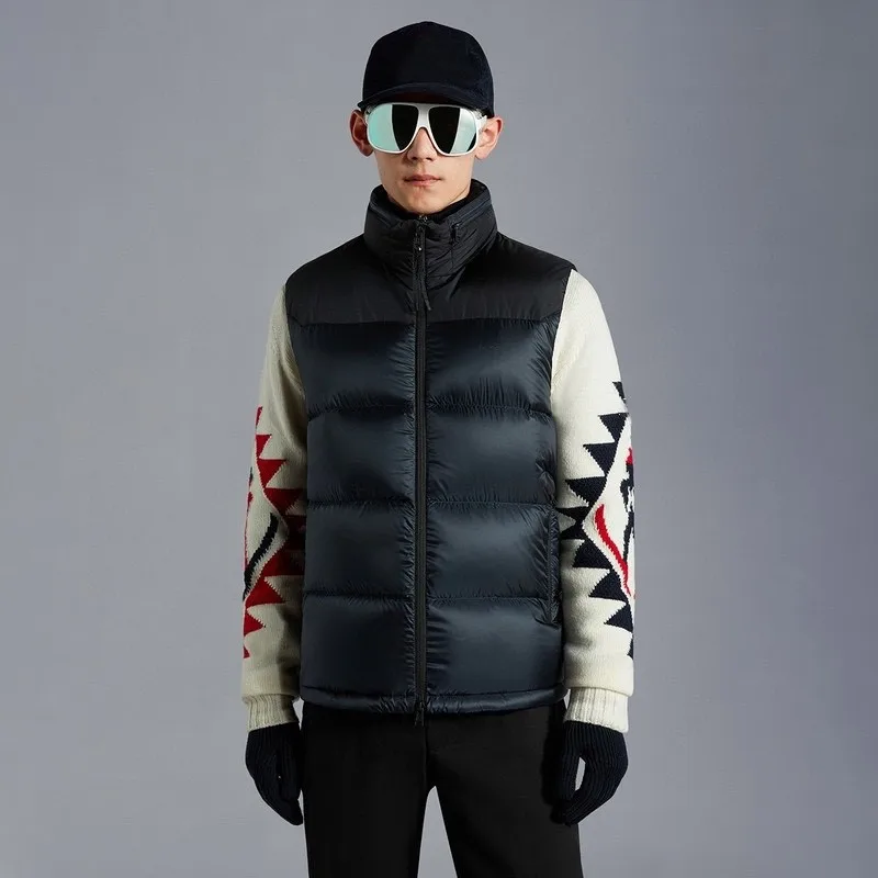 Autumn and winter male Stand collar Down feather waistcoat Y2K Casual jacket Hidden cap warm Fashion clothing movement male coat