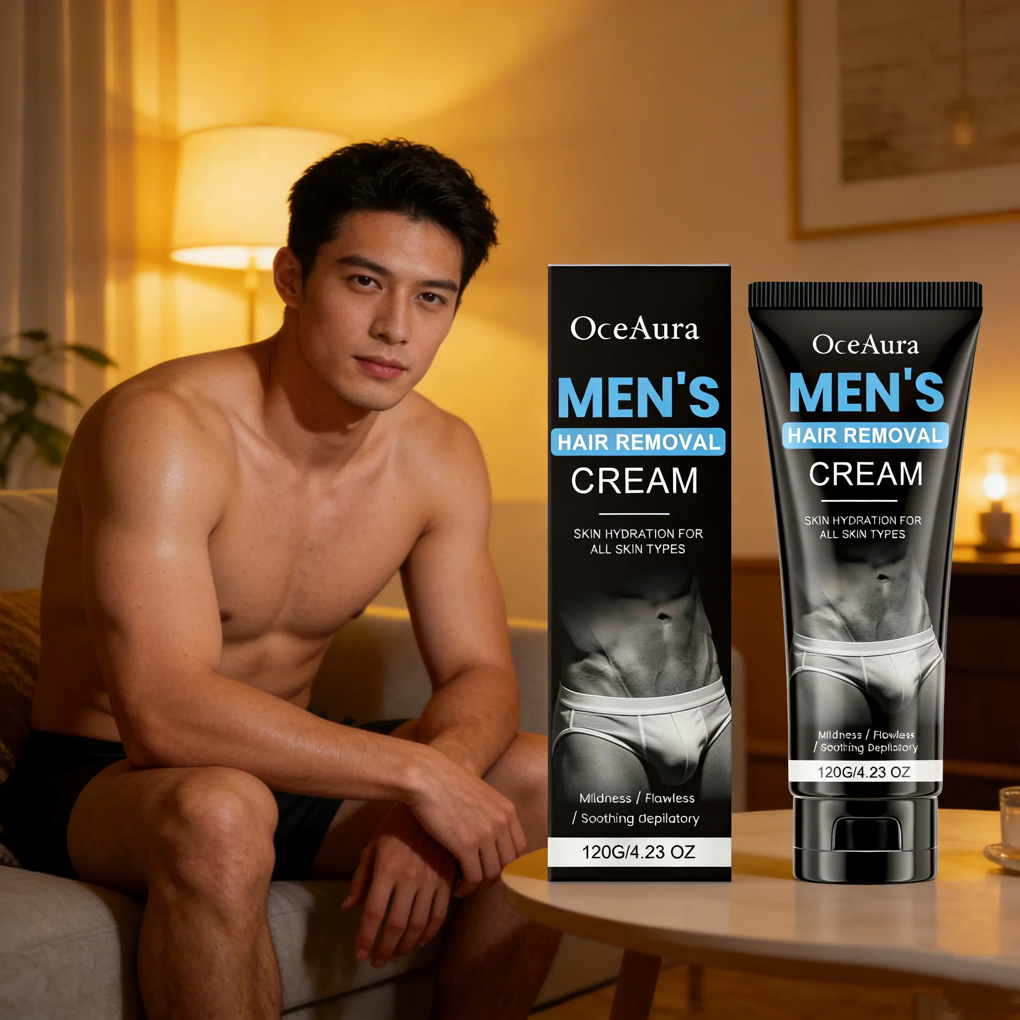

OCEAURA Men Hair Removal Cream Lasting Effect Inhibit Hair Growth Painless Relieve Discomfort After Hair Removal Skin Care Cream
