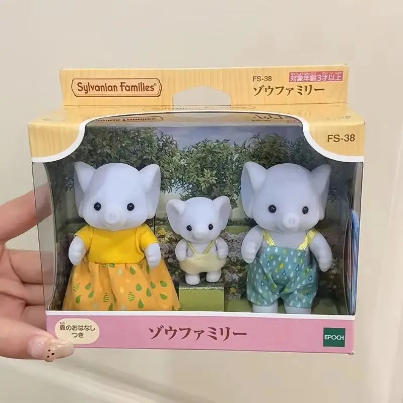 Genuine Sylvanian Families Anime Figures Calico Critters Set Floral Cat Chocolate Rabbit Elephant Panda Family Trio Girts Gifts