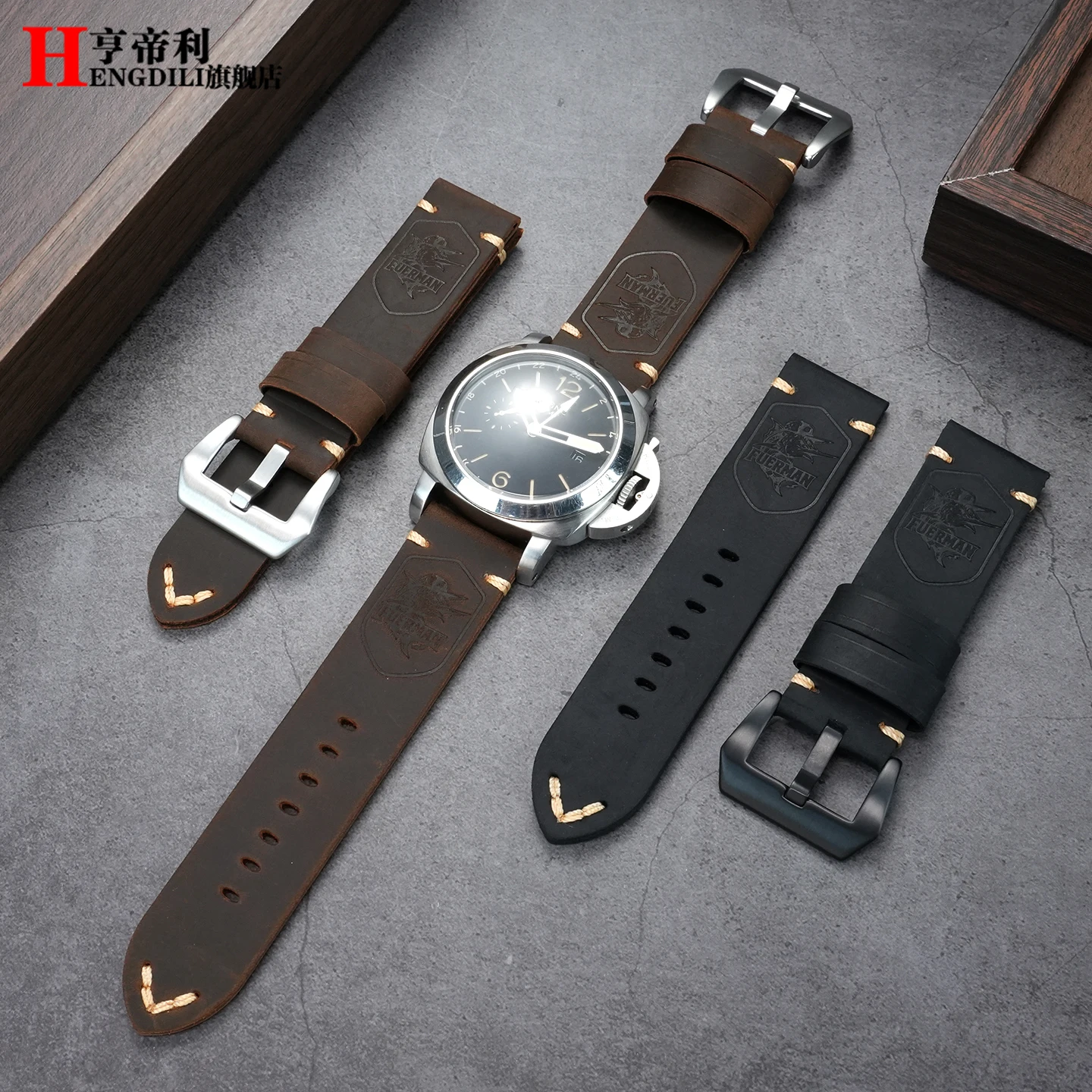 

Сменный винтажный кожаный ремешок с эффектом потертости для часов Panerai, Breitling, Zenith, Tudor, 22 мм, 24 мм, из состаренной воловьей кожи, аксессуары для часов