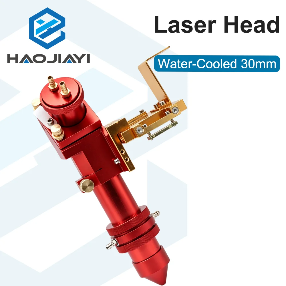 30mm Red Water-Cooled CO2 Laser Head for Engraving Cutting Machine Focus Lens Nozzle Optical Assembly