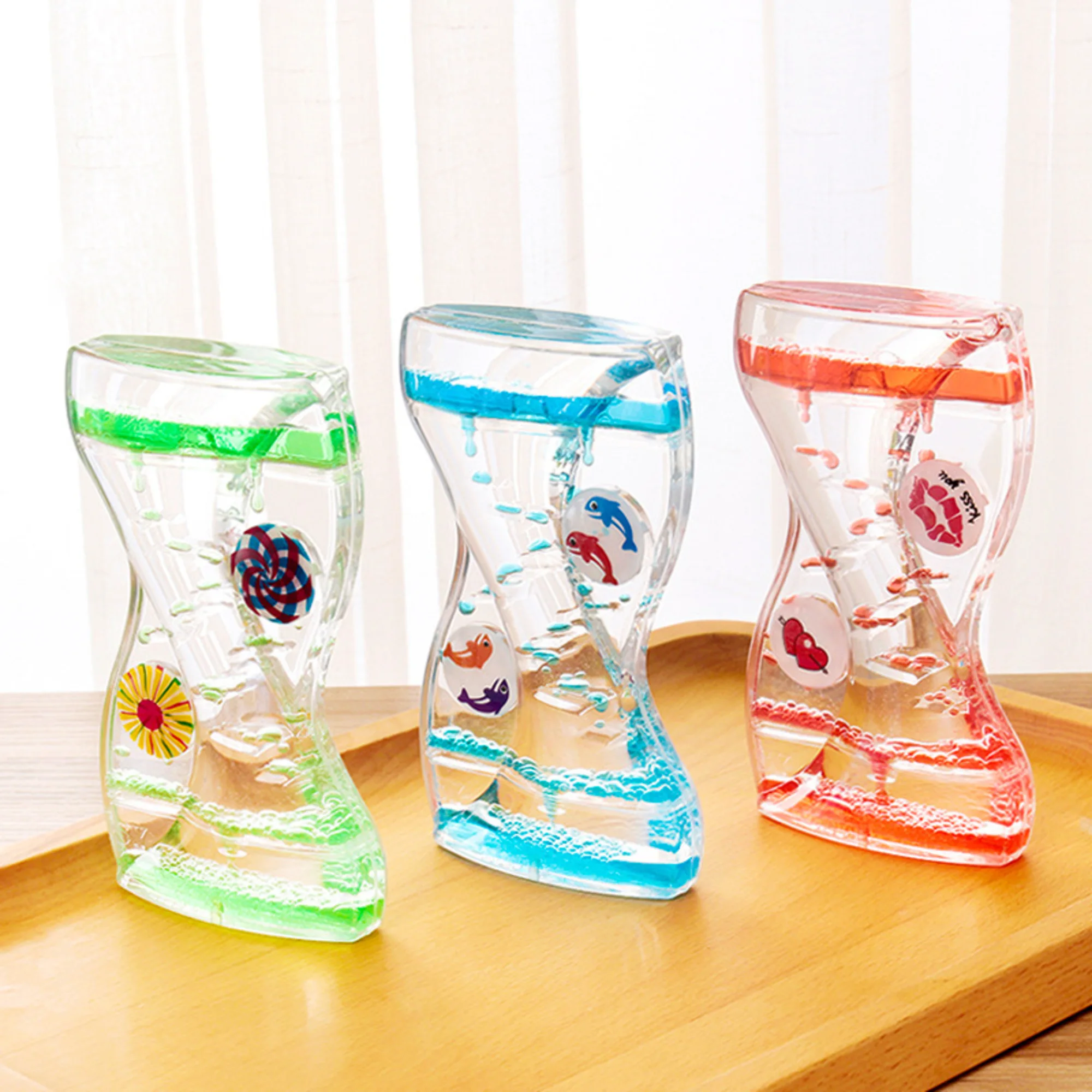 

Various Colors Slide Oil Drop Hourglass Toy Plastic Ornaments Pudding Cream Liquid Sandglass Oil Spill Gift Desktop Ornaments