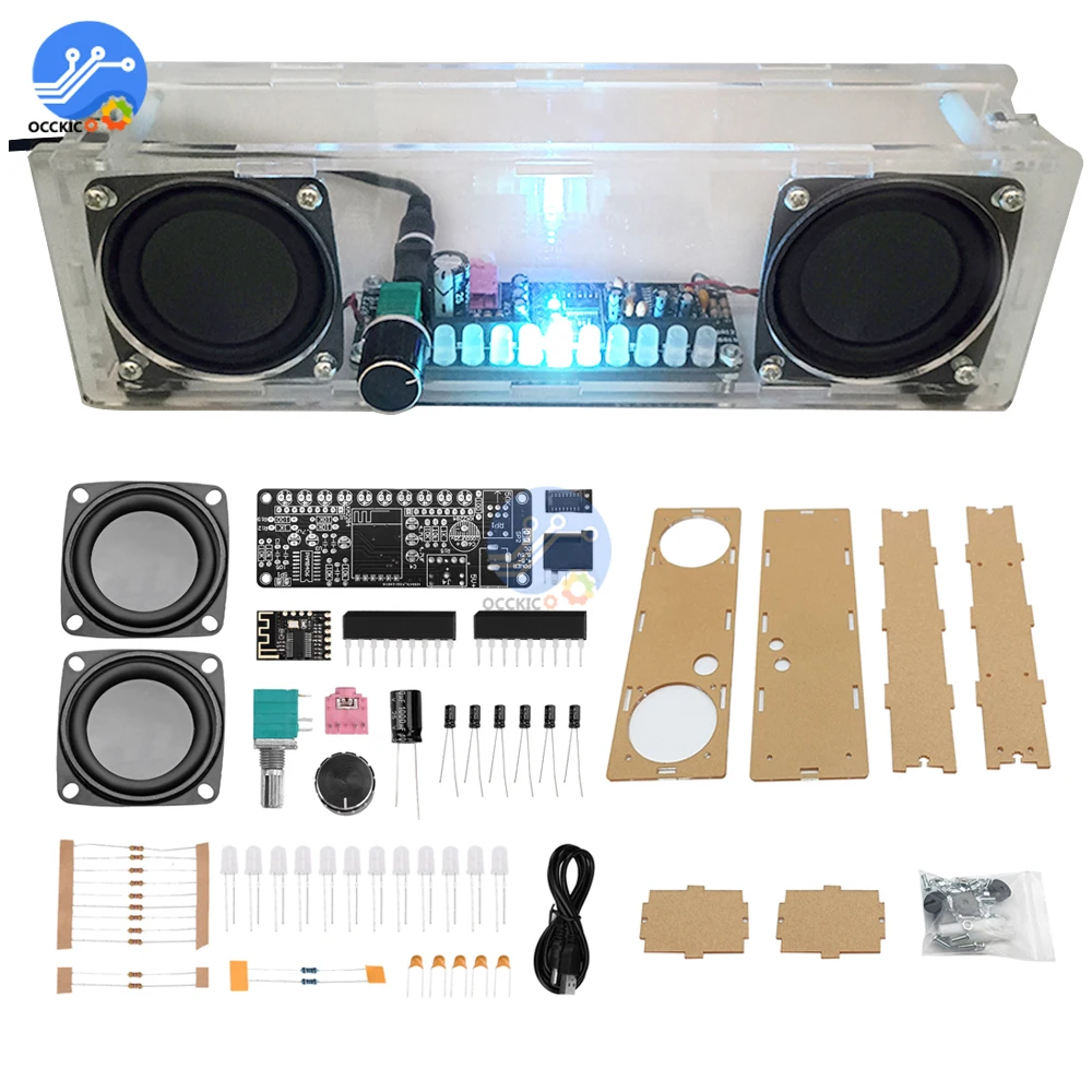 

DIY 5W PAM8406 Bluetooth-compatible Speaker Amplifier Kit With Horn Shell Dual Channel Stereo Sound Cord Level Indicator Light