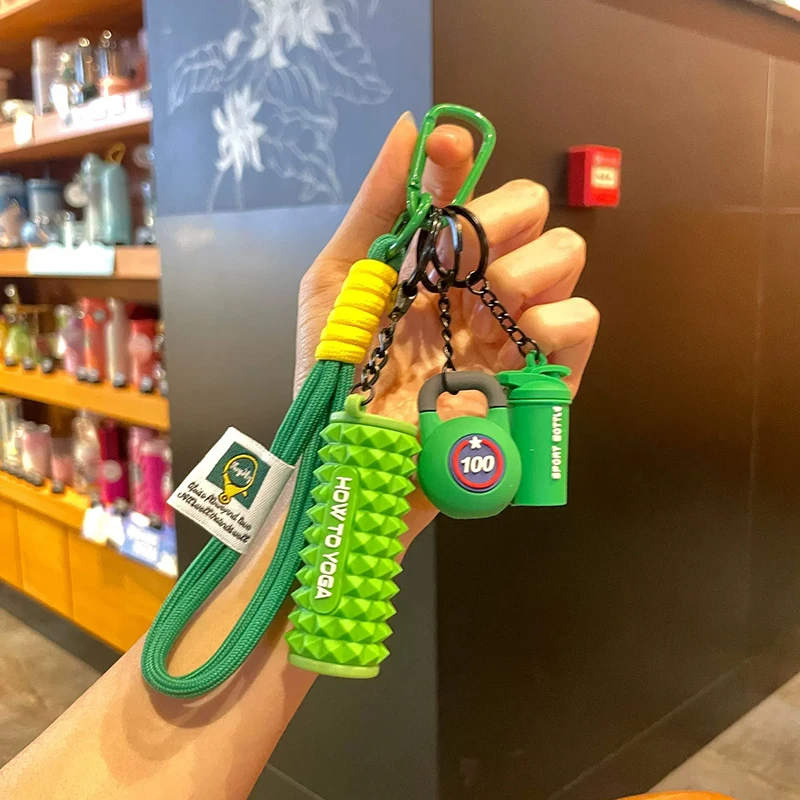 Gym Yoga Keychain, Dumbbell Charm for Backpack Bag Purse Kettlebell Keychain Fitness Keychain Silicone Gym Gifts