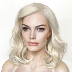 Glueless White Blonde Women parrucche sintetiche anteriori in pizzo trasparente capelli del bambino attaccatura dei capelli naturale parrucche corte in pizzo Bob nave libera