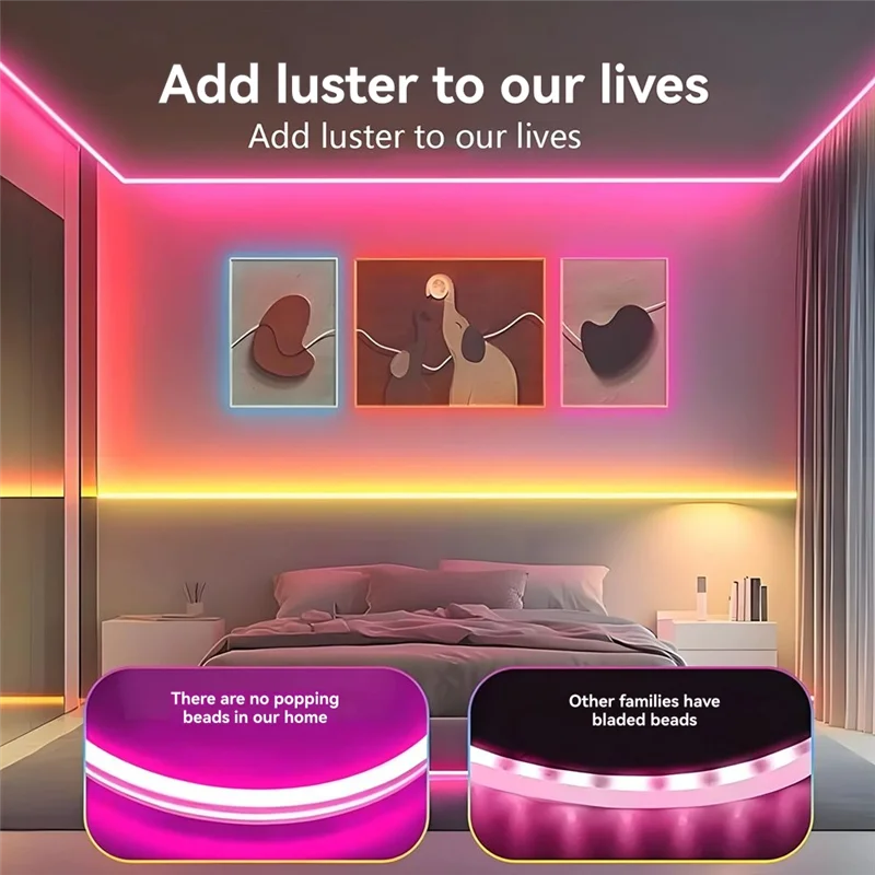 Vendita calda-Striscia di luce al neon RGB 5M con telecomando a 24 tasti - Luci impermeabili che cambiano colore per camera da letto, stanza e decorazioni per esterni