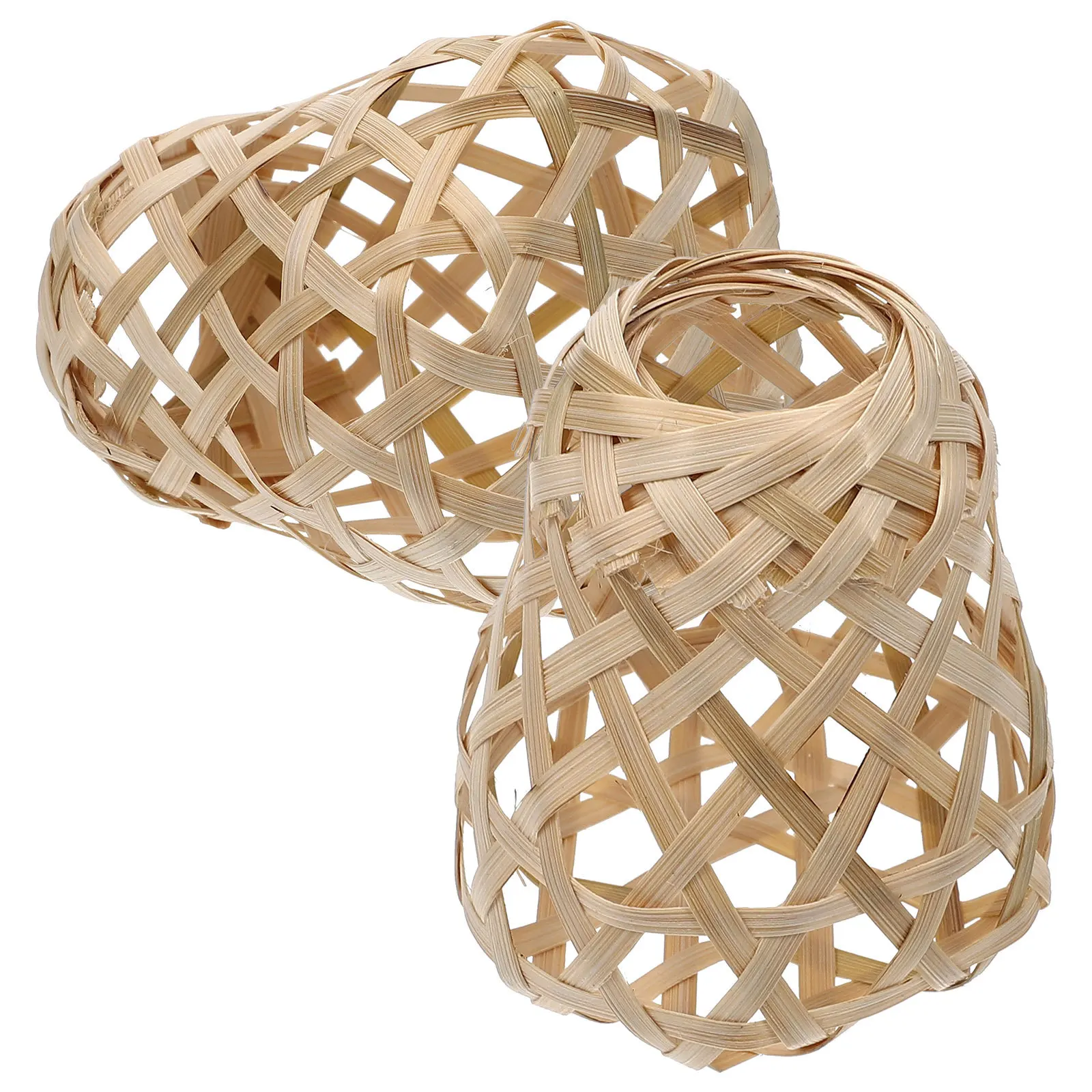 2 قطعة غطاء مصباح الخيزران صغير لجدول الطابق قلادة ضوء ديكور استبدال غطاء المنزل استخدام قفص مصباح الخيزران #4