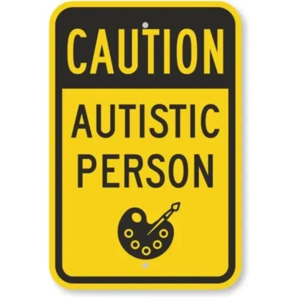 Panneau de signalisation en aluminium « Attention personne autiste » - Décoration résistante aux intempéries, idéal pour la signalisation de sécurité à la maison ou en communauté
