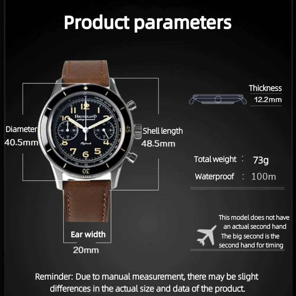 Hruodland 2025 Neue Männer Quarzuhr VK64 F019 40mm Leuchtende Wasserdichte 100 m Edelstahl Mode Klassische reloj hombre