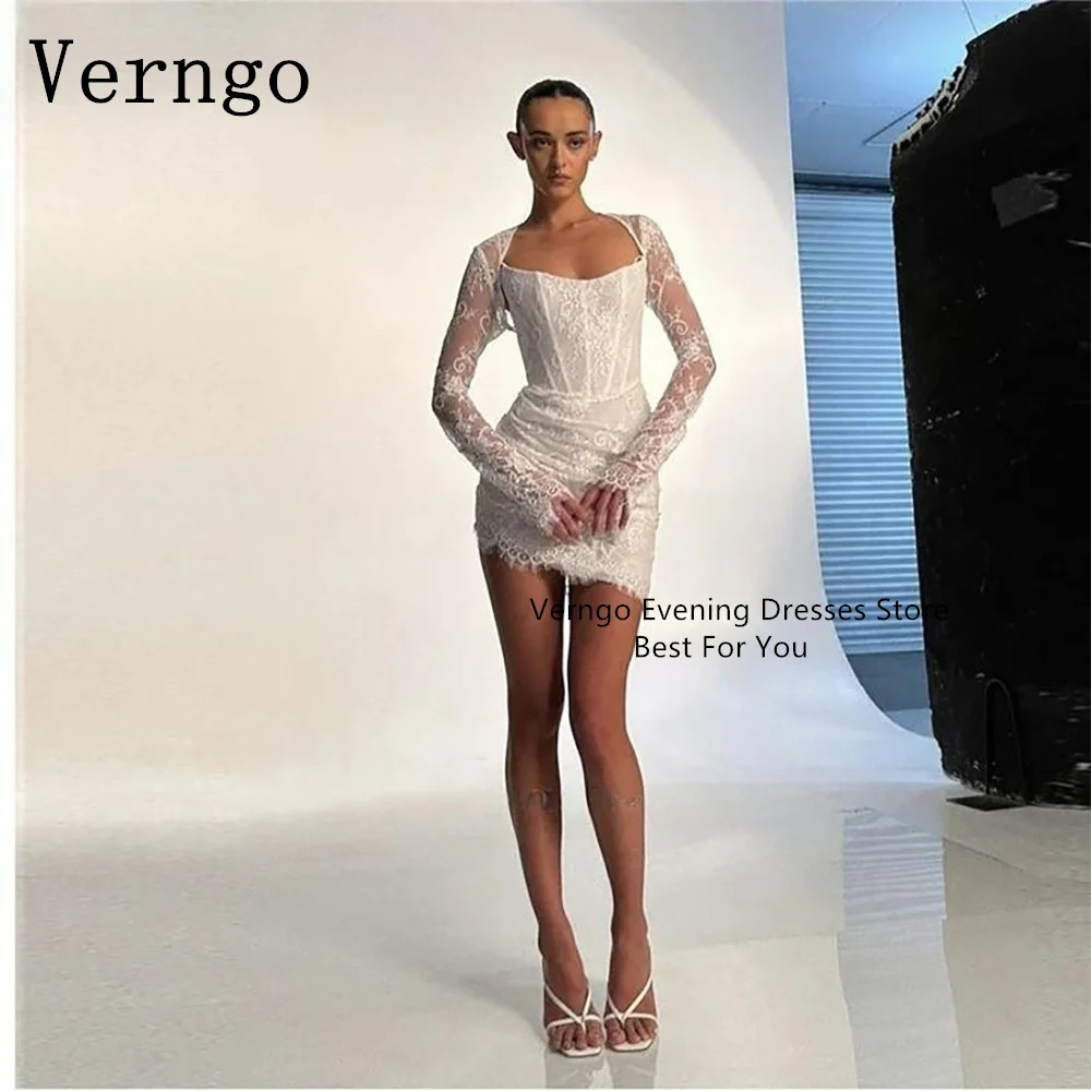 

Verngo Lace Mini Prom Gown 2 Pics Sexy Short Party Dress For Women 2024 Newest Summer Cocktail Dress Custom Size Prom Dress