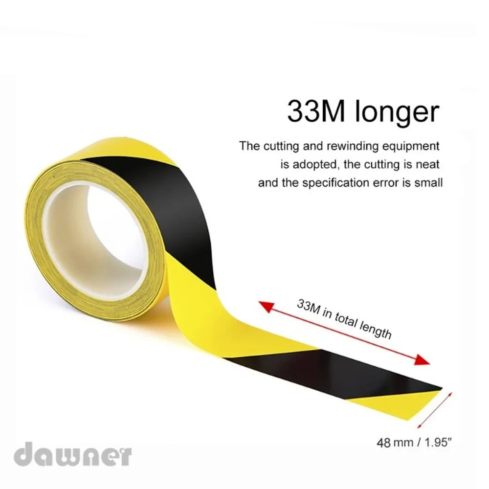 48mm X 33m Black and Yellow Duplex Safety Warning Tape Floor Safety Warning Tape PVC Thickened Wear-resistant Floor Tape