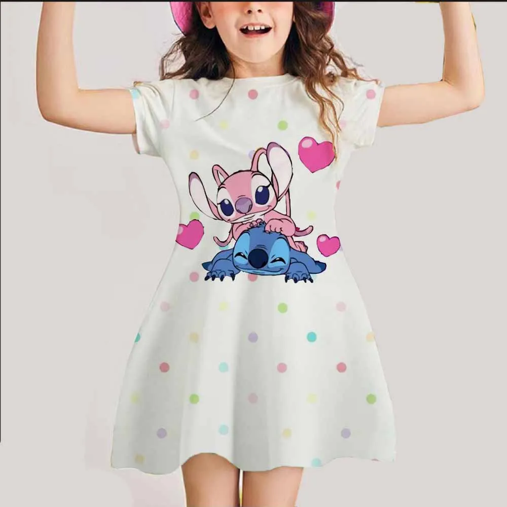 

Summer Girls Princess Dress Stitch Party Birthday Dresses Casual Soft 2-8Y Children Home Wear Quick Drying Top Cartoon Clothing