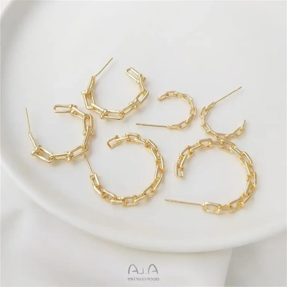 

S925 Silver pin, Geometric chain, large earring, 14K gold plated earrings, Ladies fashion earrings