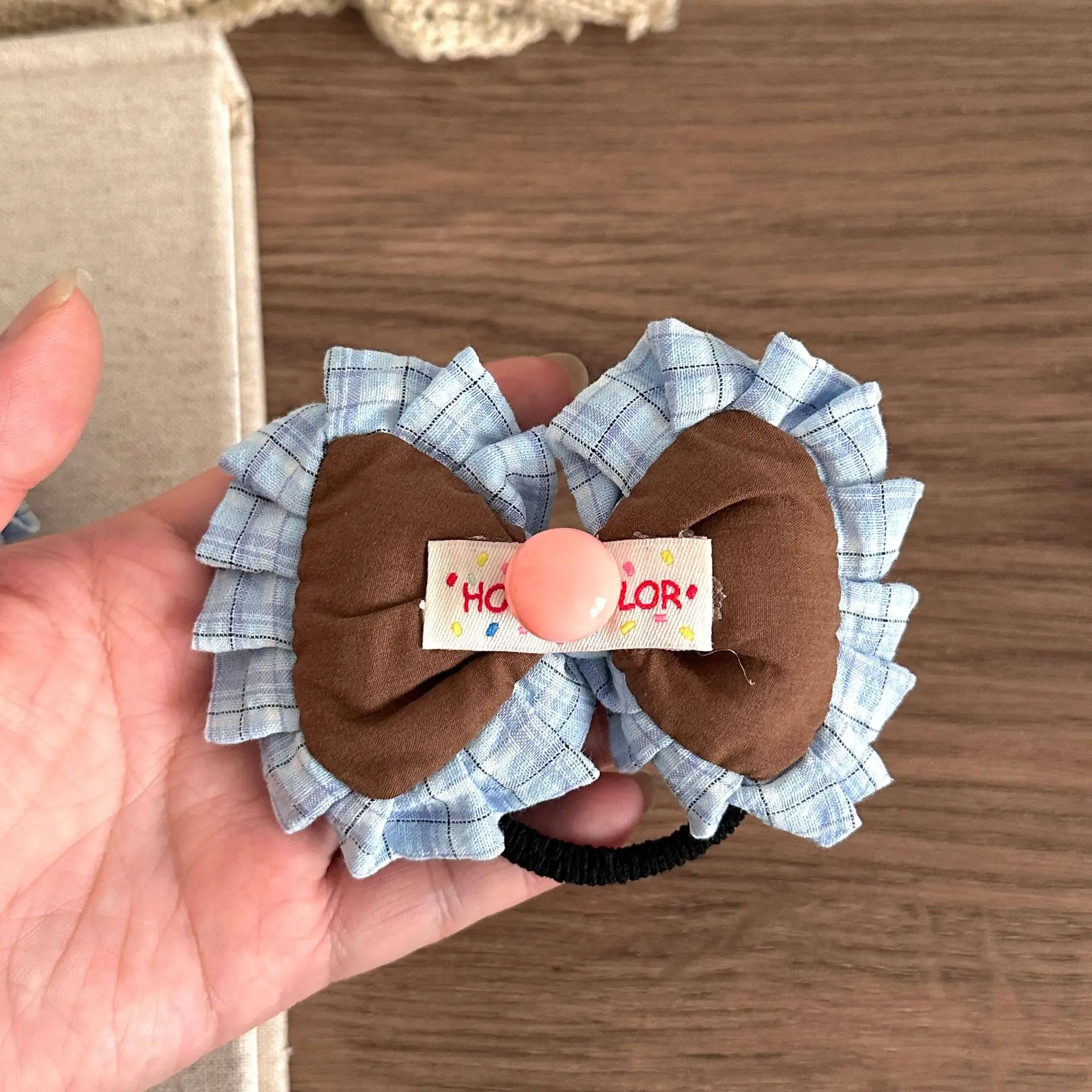 كبير القوس Scrunchie 1 قطعة 11 سنتيمتر الكورية النسيج الشعر التعادل تكدرت شغل القطن للشعر الرقيق الفتيات لا ضرر الحلو
