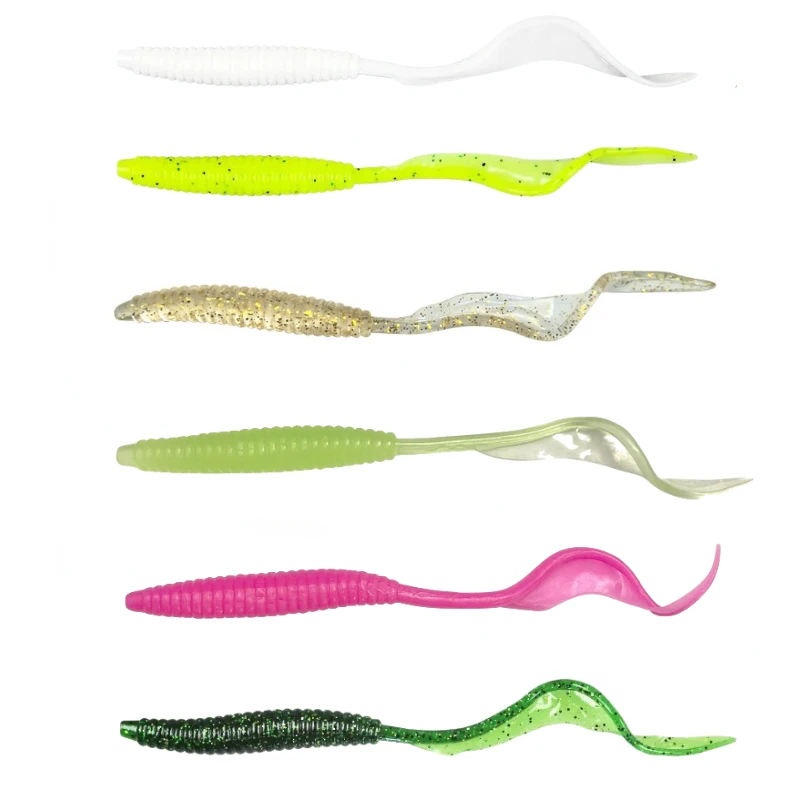 10pcs 12cm 2.2g Fishing Lure Long Wave Tail Soft Bait Artificial Silicone Sequins Long Tails Bait for Fishing Bass Pike Pesca