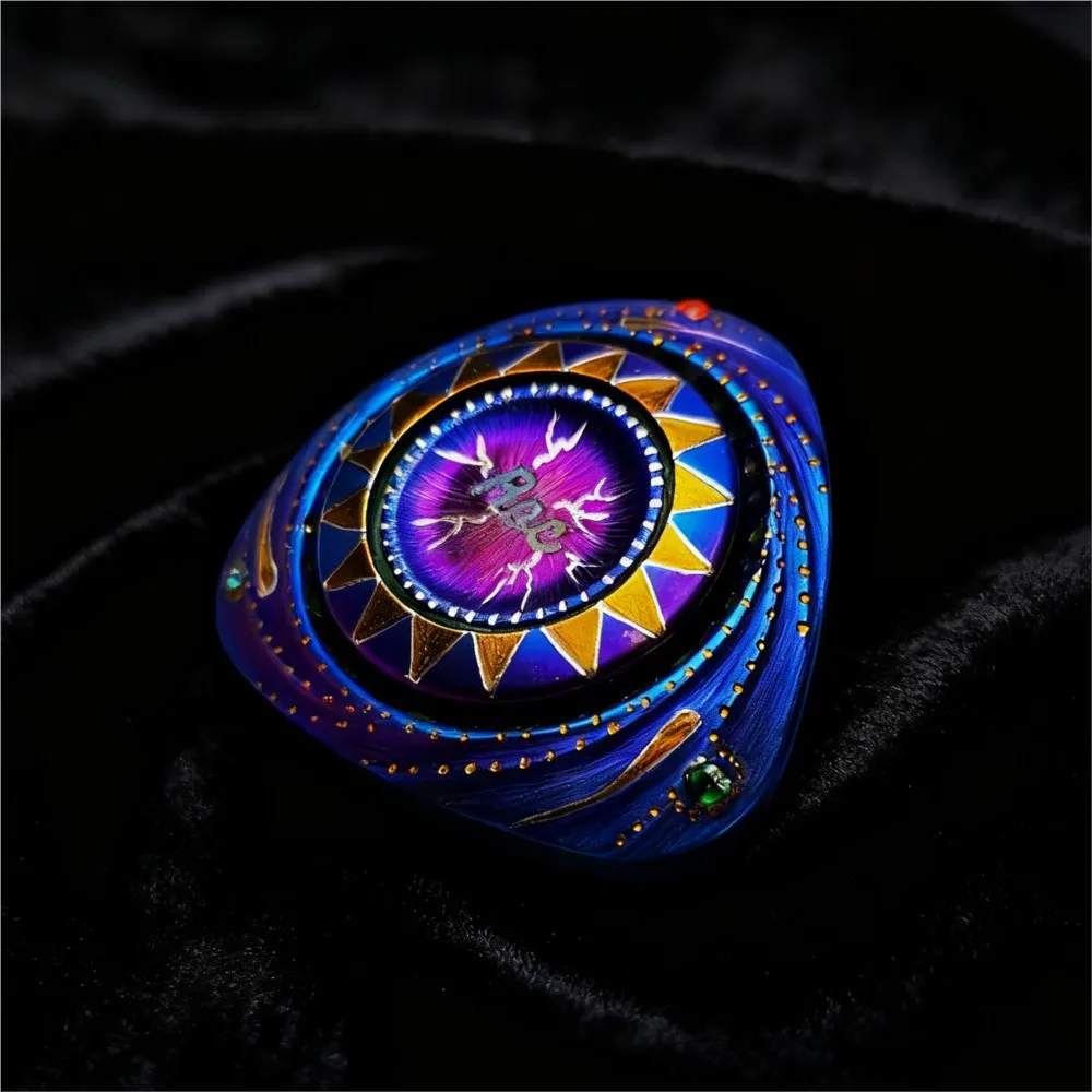 LAUTIE EDC ROC2.0 Titanium Blue Fidget Spinner Luminous Handmade Carving Fidget Toys For Adults Anti-stress Toys