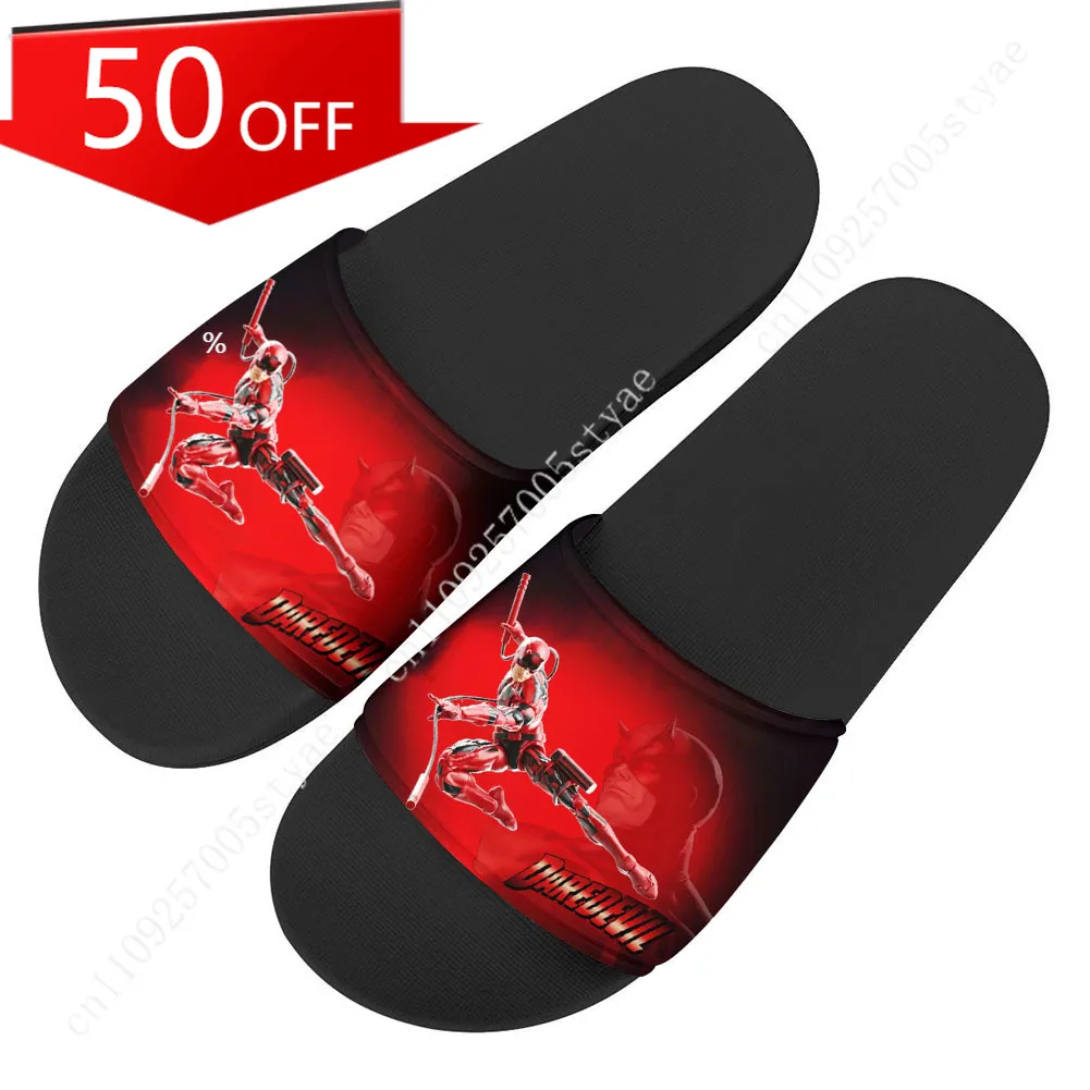 

​Marvel Daredevil lippers Home Outdoor Casual Water Shoes DD Logo Print Men Women Teenager Beach Pool Sandals Summer Slipper