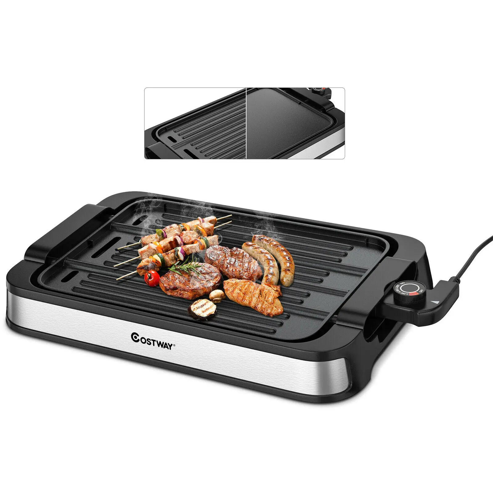 Costway 1500W Smokeless Indoor Grill Electric Griddle w/ Non-stick Cooking Plate EP24926US