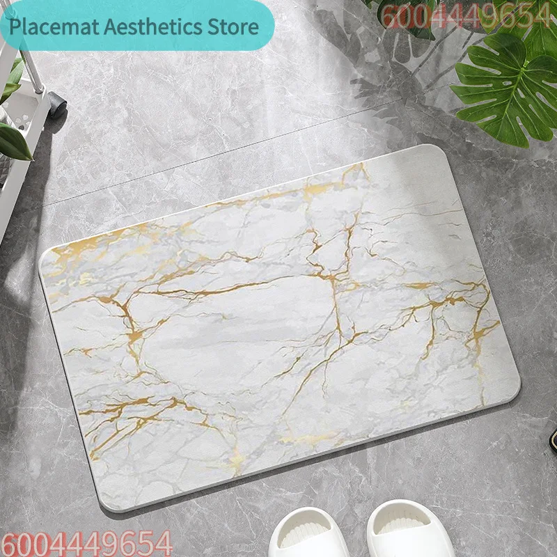 Imitation Marble Patterned Carpet Nordic Style Bathroom Anti Slip and Absorbent Floor Mat Home Decoration