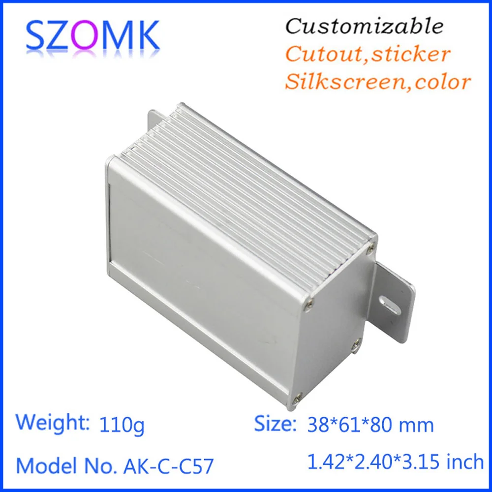 10Pcs/lot aluminum amplifier enclosure aluminium extrusion enclosure 38*61*80mm box with wall mounted panels