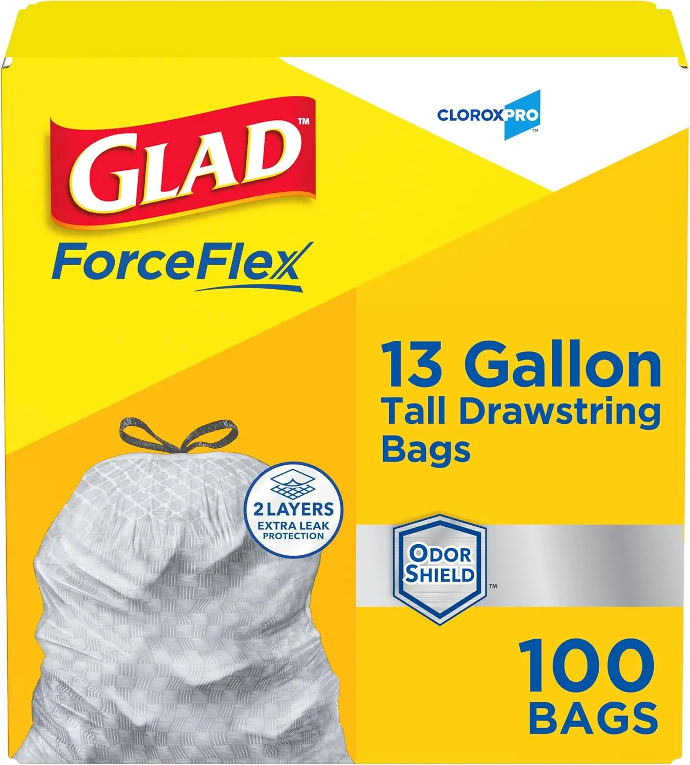 

13 Gallon Tall Kitchen Drawstring Trash Bags, 100 Count - Odor Control & Durable