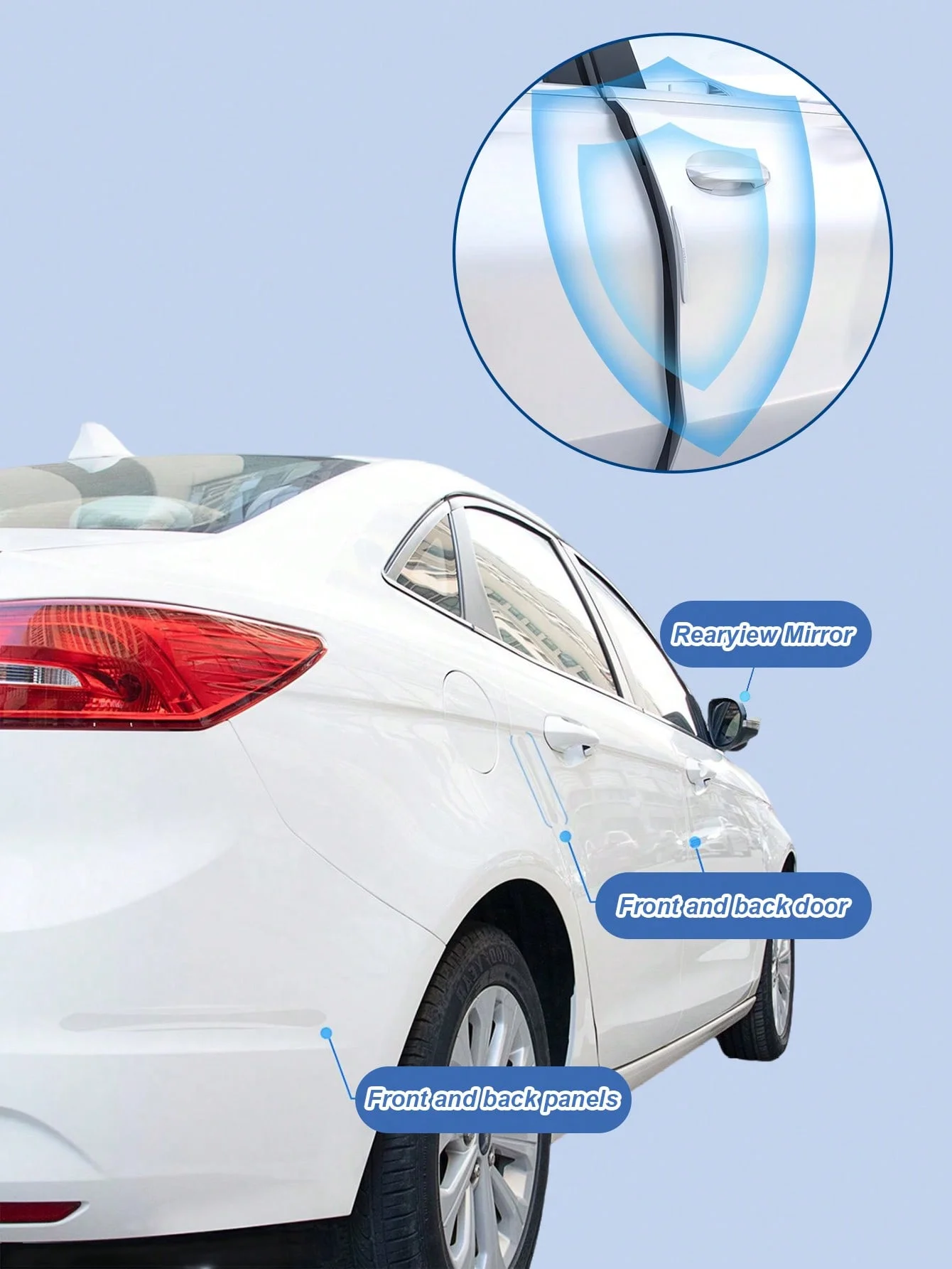 4개입 범용 자동차 도어 엣지 및 미러 보호대, 투명 실리콘 충돌 방지 범퍼 스트립, 긁힘 방지 트림 (도어용)