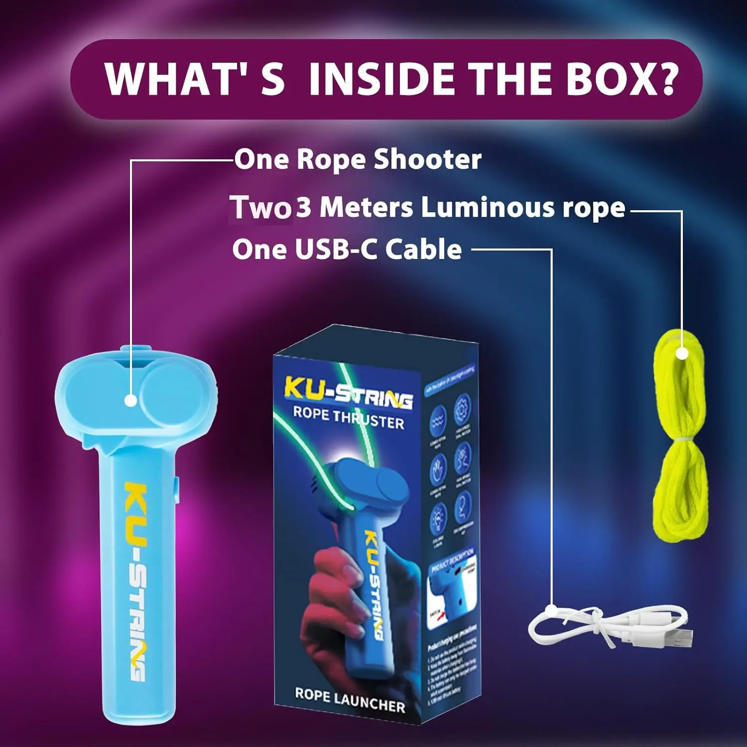 Lanceur de corde à hélice, lanceur de ficelle lasso, lanceur de corde à zip portatif, décompression, interactif, jouet portable