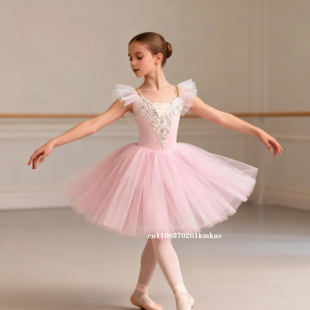 ホワイトプリンセスバレエガール服子供のバレエスカートダンス-vestidos-キッズバレリンパフォーマンス衣装女の子ドレスチュチュ