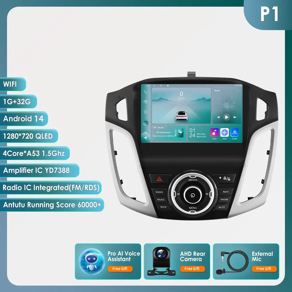 9 Inch Auto Android 14 GPS-navigatie Speler voor Ford Focus 3 Mk 3 2011 2012 2013-2015 Auto Multimedia Radio Video 2Din Head Unit