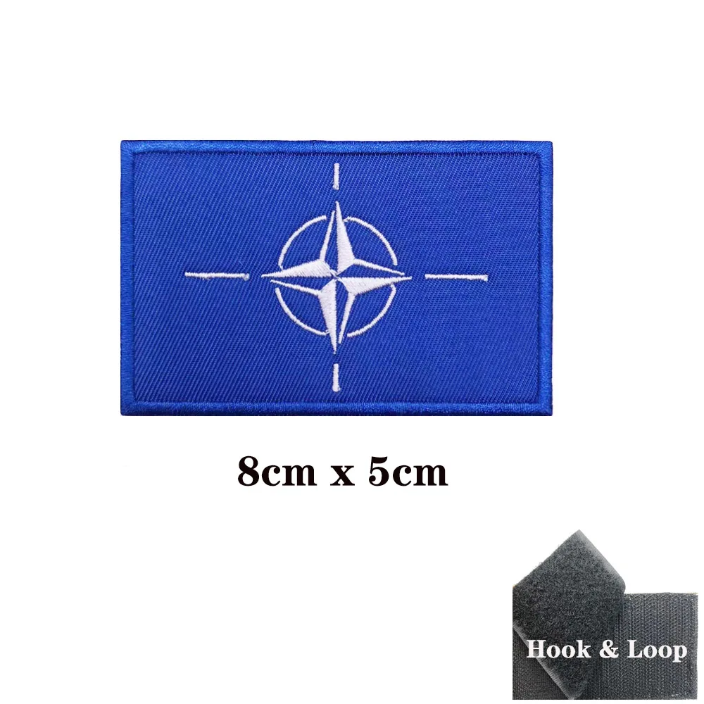 1PC NATO Flag Embroidery Hook and Loop Patches Clothes Badge Armband Backpack Sticker Army Fan Tactical Military Bag