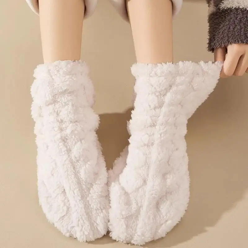 

1pair Winter Warmer Feet Stockings For Women Men Plush Home Sleep Floor Long Socking Warm Sleep Socks Foot Warming