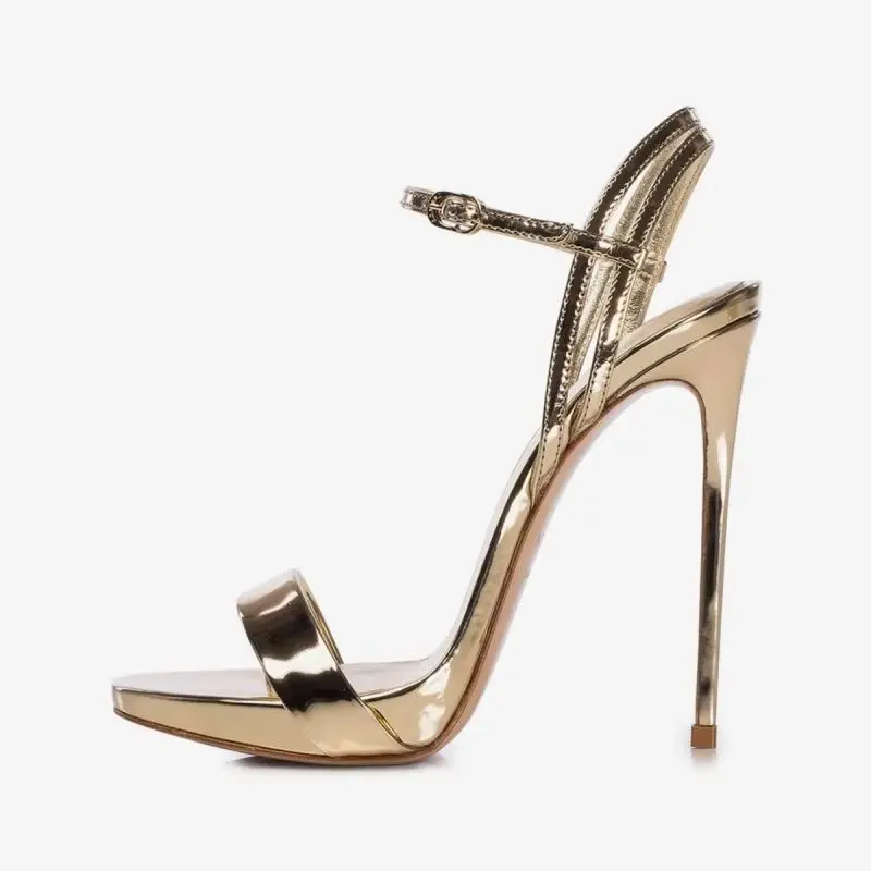 

Arden Furtado Summer Round toe Platform Super high heel One word buckle Sandals Patent Leather Open toe banquet shoes