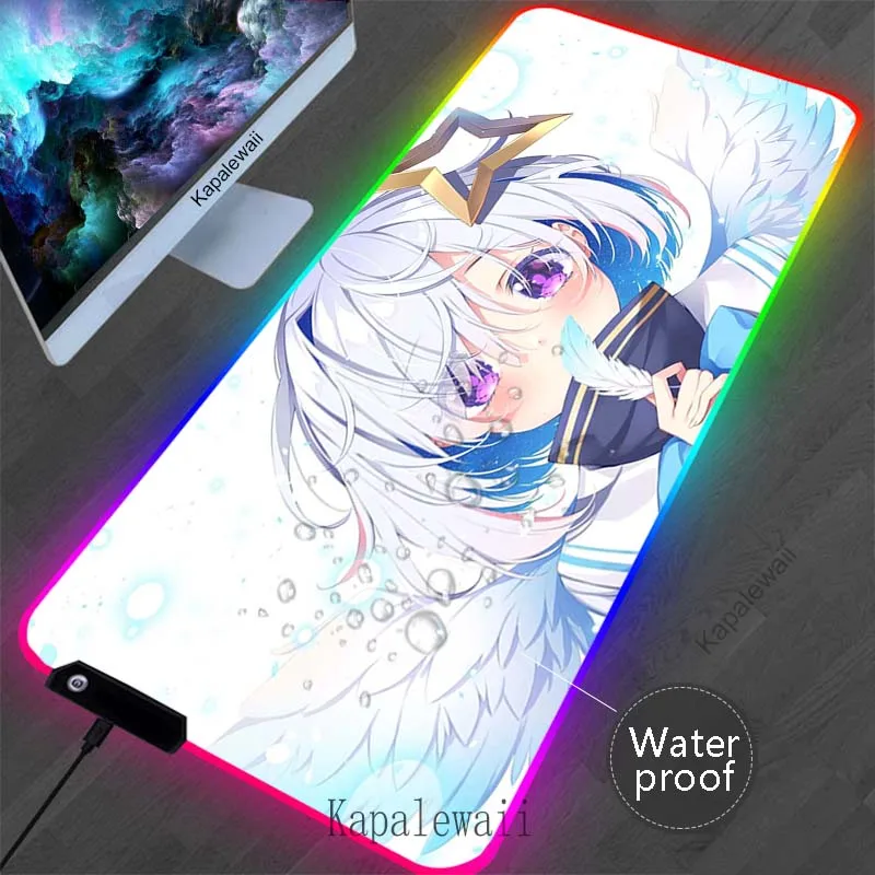 Tapis de souris arc-en-ciel hololive LED, tapis de bureau RVB, tapis de clavier de vitesse de jeu, tapis de table étanche, ordinateur, bureau de joueur, polymères