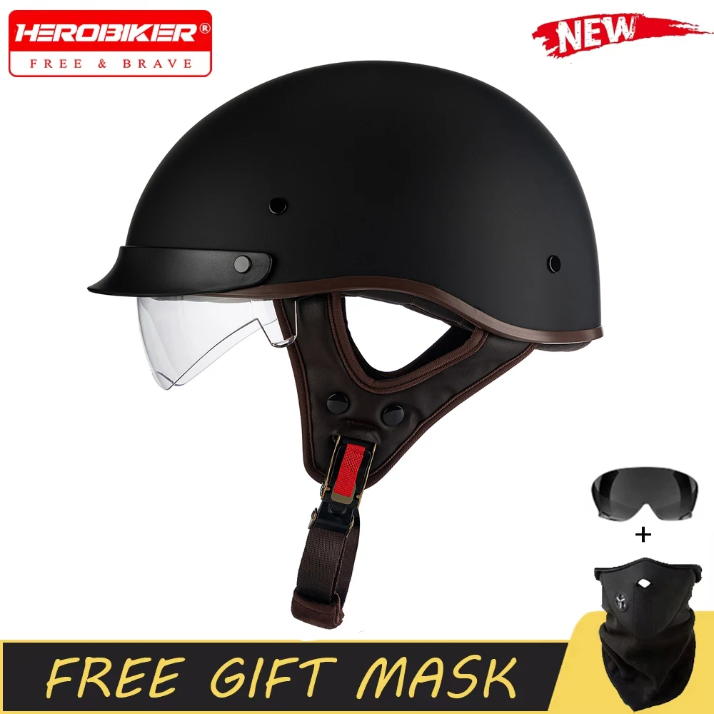 

Retro Motorcycle Helmet DOT Approved Moto Helmet Vintage German Half Helmet Men