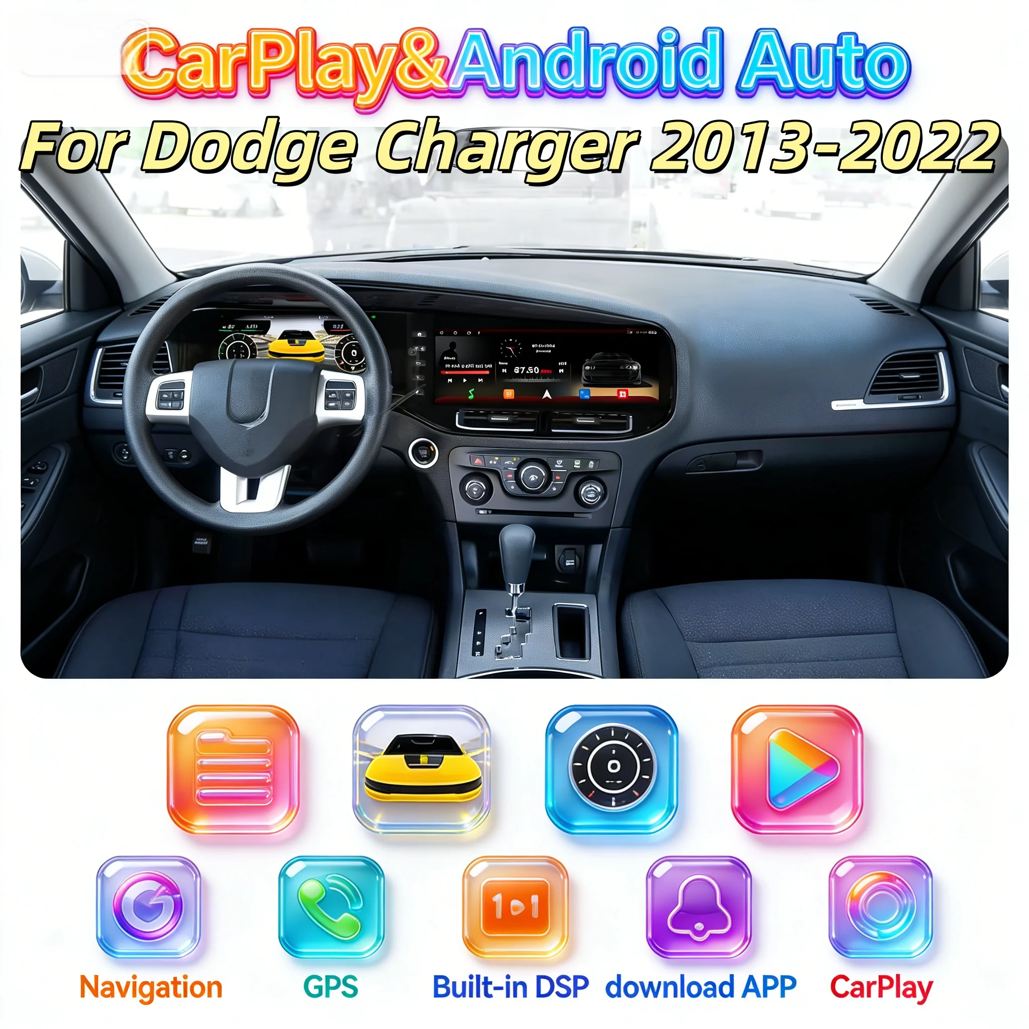 

12,3-дюймовый для Dodge Charger 2013-2022 Android Автомобильный GPS-навигатор Стерео головное устройство Мультимедийный плеер Carplay Радио Стерео Авто