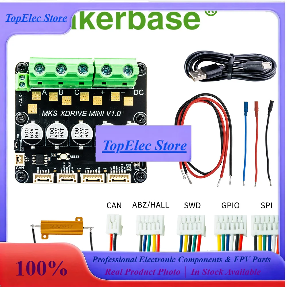 TopESMakerbase MKS XRIVE MINI Brushless Servo Motor Controller ODrv V3.6 Onboard AS5047P High Precision FOC Driver For Robot CNC
