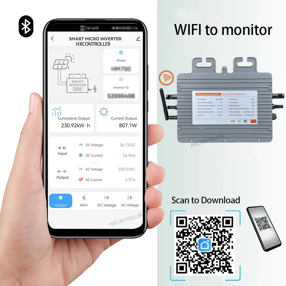 Imagem -05 - Inversor de Gravata Micro Grade Solar Tensão de Entrada pv 1855v Painéis de Uso Aconselhado Saída ca 2x400w 110v 230v Auto. com Monitor Wi-fi 800w