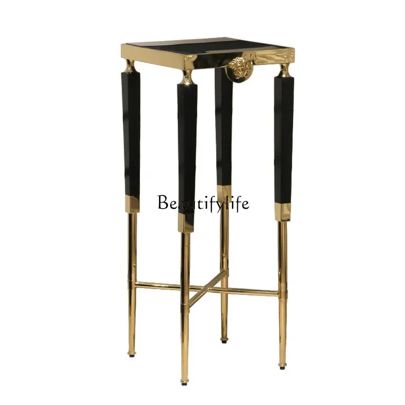 

ld 38Modern light luxury living room high-end flower stand marble balcony TV cabinet next to floor-to-ceiling shelf