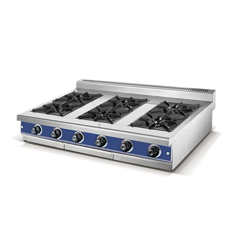

Restaurant equipment 6 burners, tabletop blue flame cooking commercial kitchen stove gas stove