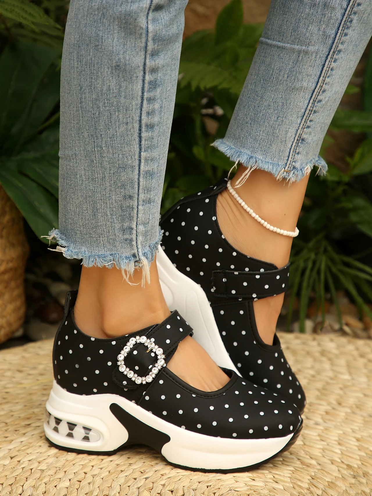 Polka Dot Platform White Sneakers 2026 Fall New Thick-Soled Casual Shoes