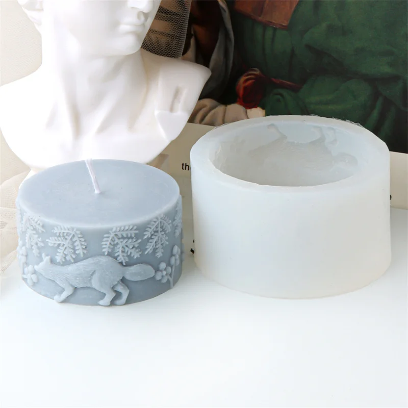 Embossed Starry Sphere Pillar Forest Fox with Flower Silicone Candle Mold DIY Relief Life Tree Egg Flying Crane Ball Resin Tool