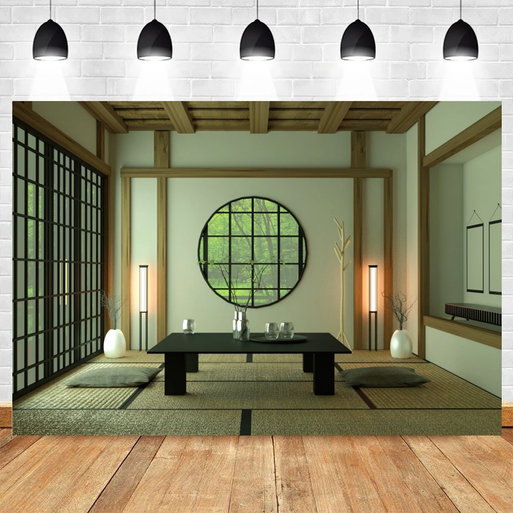 Japanese Style Backdrop Nature Living Room Decor Photography Background Interior Window Cherry Blossom Photographic Photo Studio