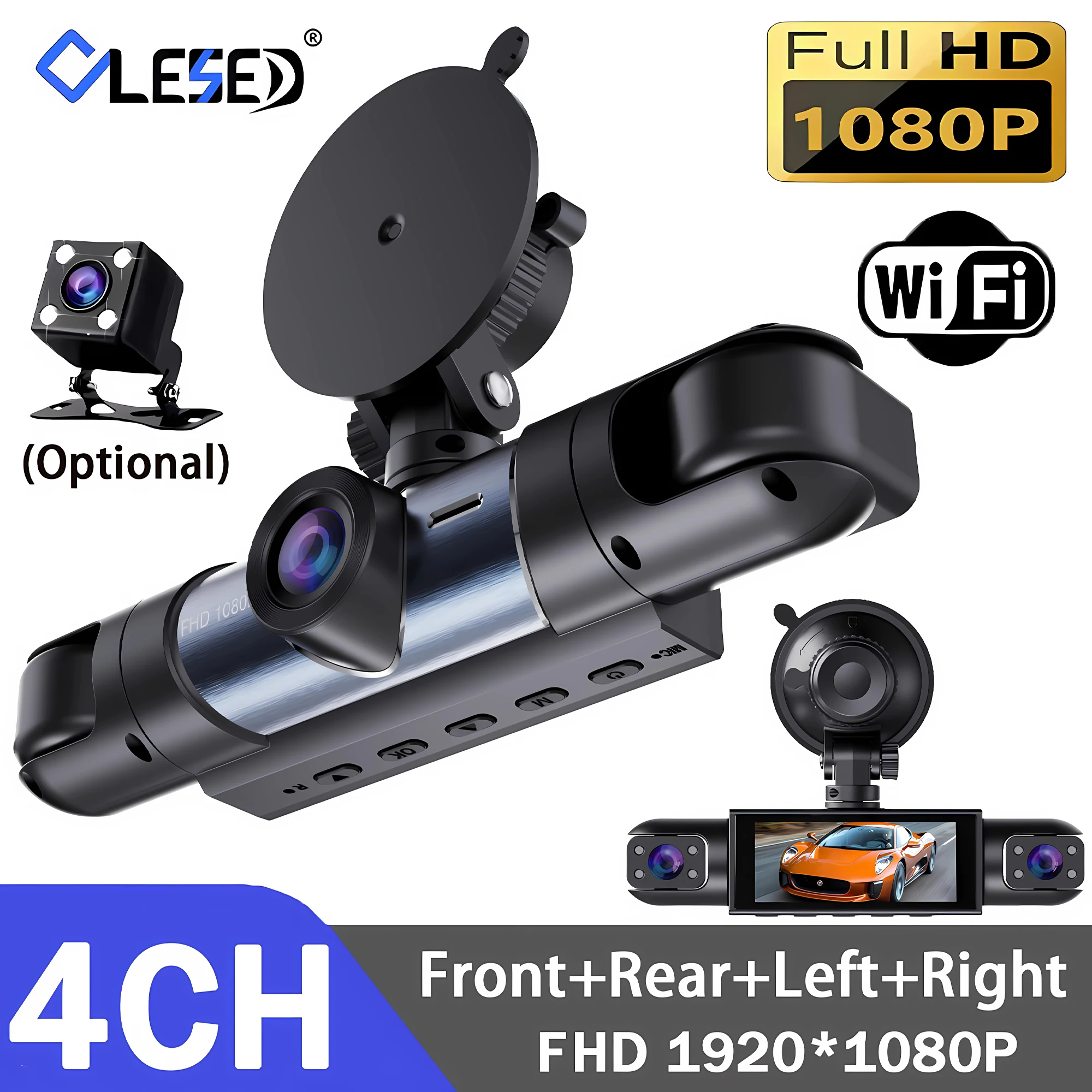 4 Channel Full HD 1080P Car DVR Wifi Dash Cam 4 Cameras Dashcam Video Recorder Night Vision Black Box Cabin Camera 24H Parking